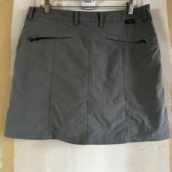 Patagonia Outdoor Skort A Line Mini Slash Pockets Hiking Camping Gray 10 - Picture 6 of 6